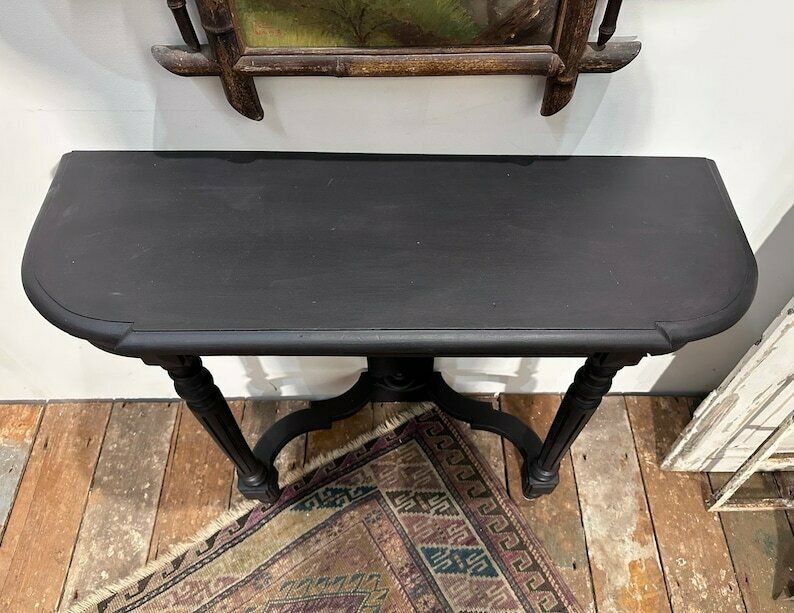 Antique French Console Table Overpainted In Annie Sloan Satin Black C.1900 photo buy