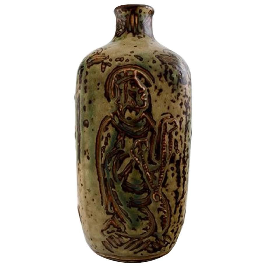 Royal Copenhagen Jais Nielsen Ceramic Vase, Sung Glaze. Biblical Motives