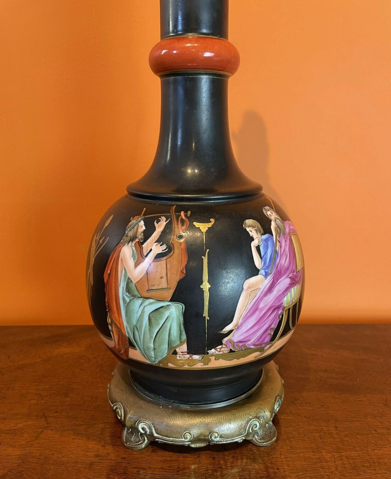 Victorian Greek Revival Porcelain Lamp In The Manner Of Samuel Alcock photo 425.0