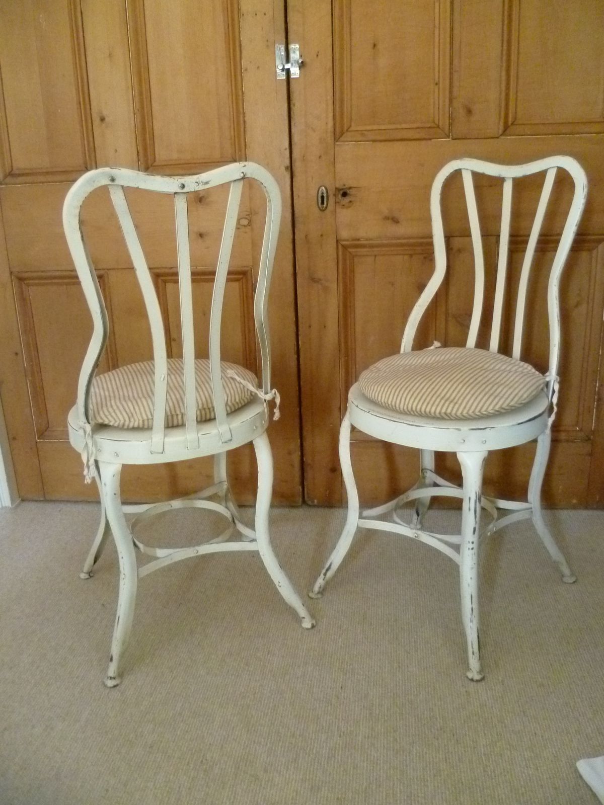 Pair Of French 19th Century Curved Steel Chairs   Excellent Condition photo furniture