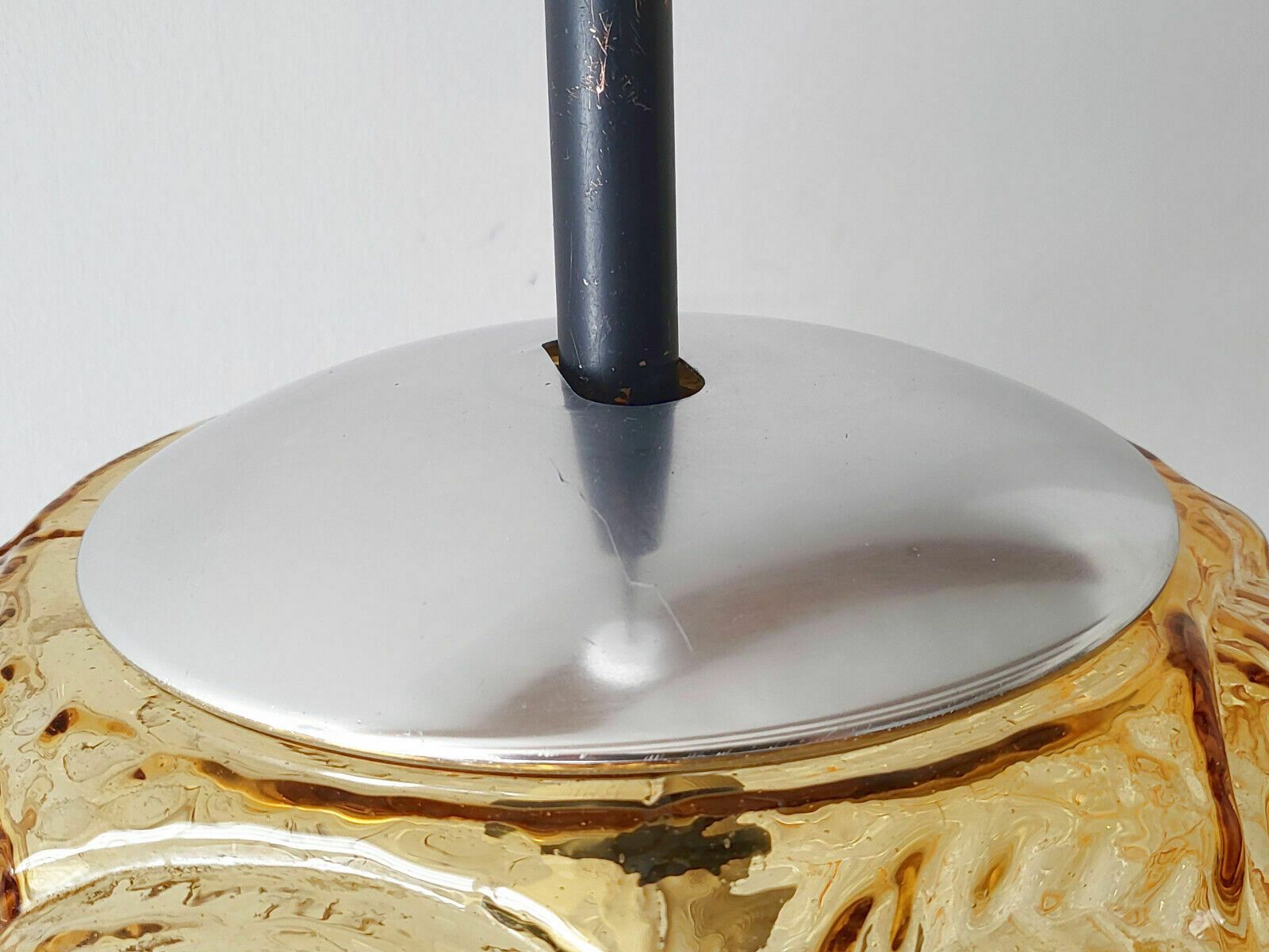 Vintage Erco Hanglamp Uit 1960, Amberkleurig Glas En Staal photo Verlichting