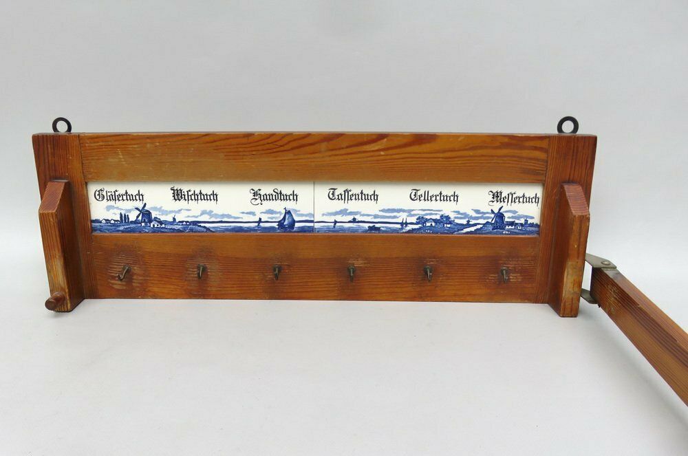 Art Nouveau Towel Board In Ceramic And Wood, 1890s photo Furniture