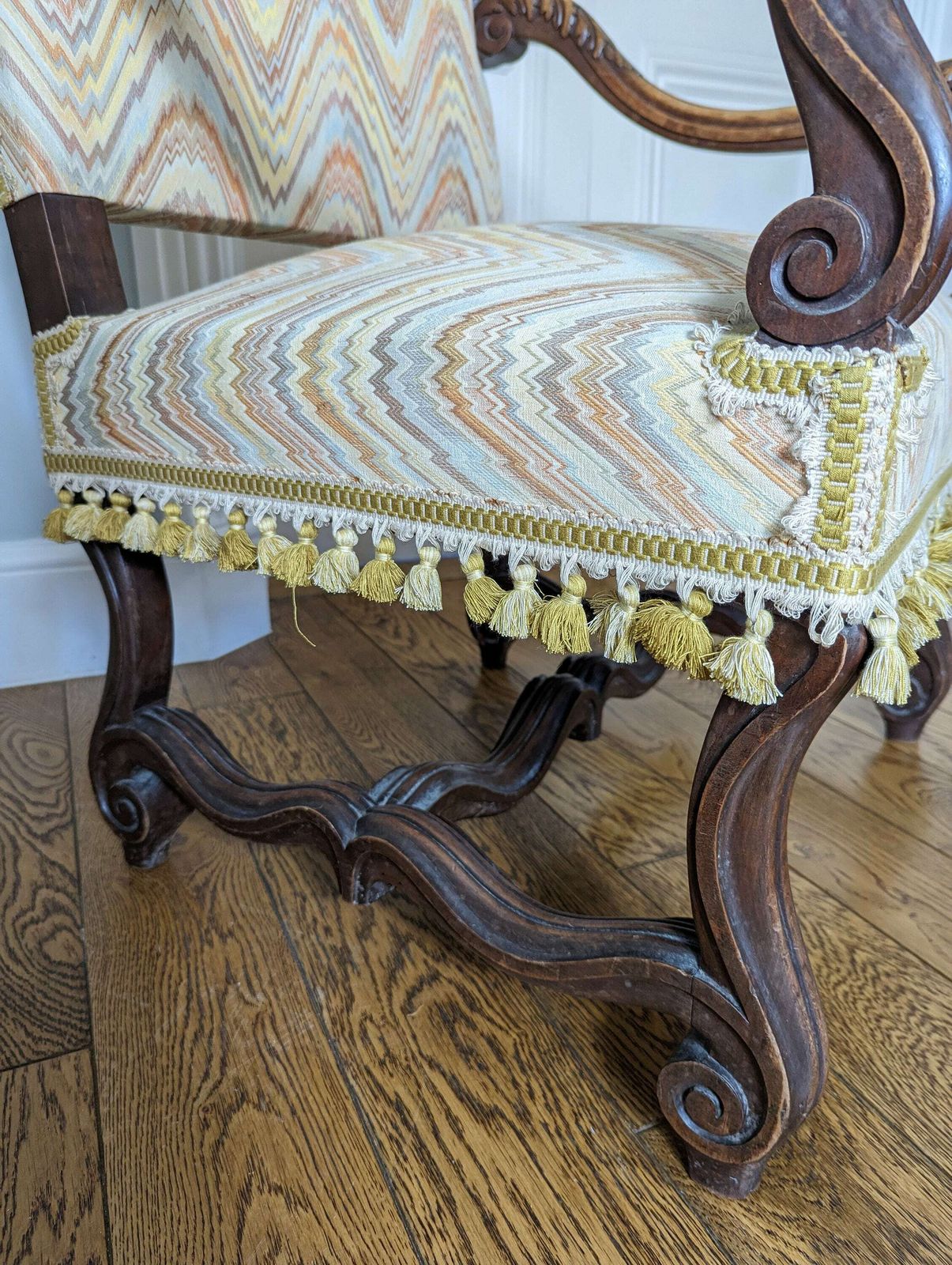 A Charming French Antique Carved Walnut Framed Armchair In Louis XIV Style C1860 photo vinterior