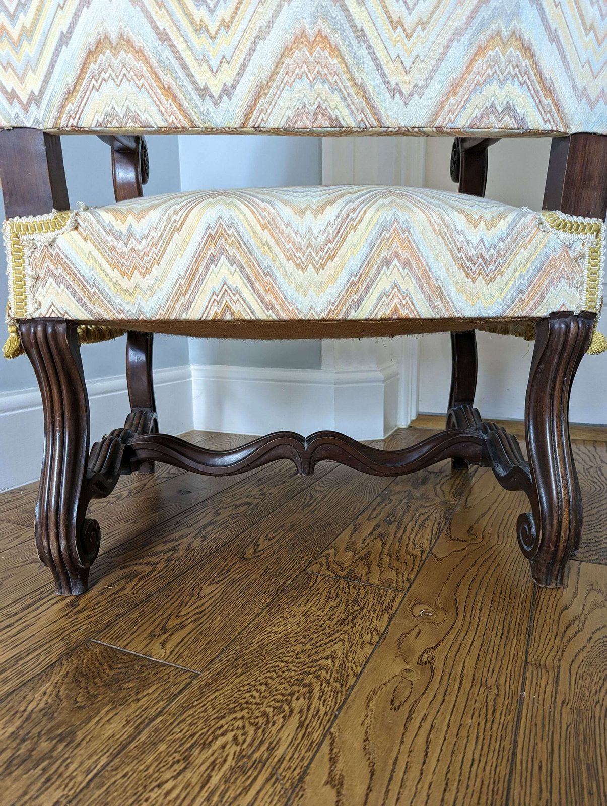 A Charming French Antique Carved Walnut Framed Armchair In Louis XIV Style C1860 photo vintage