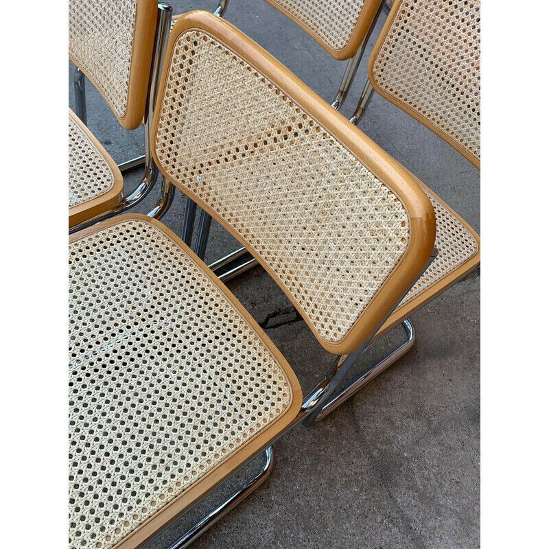 Set Of 5 Mid Century Italian B32 Cesca Chairs By Marcel Breuer, 1970s photo buy