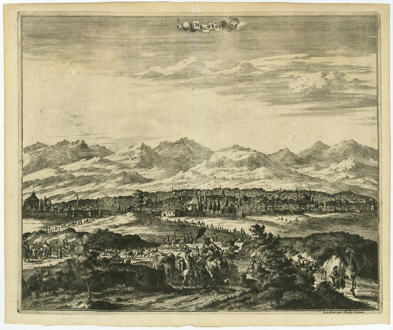 Antique Print Of The City Of Manisa, Turkey