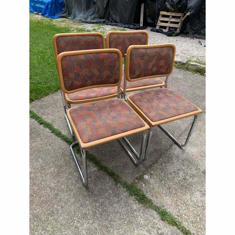 Set Of 4 Mid Century Upholstered Cesca Chairs, Italy 1970s photo vinterior