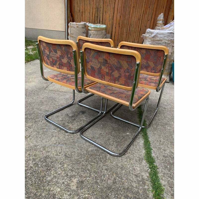 Set Of 4 Mid Century Upholstered Cesca Chairs, Italy 1970s photo buy
