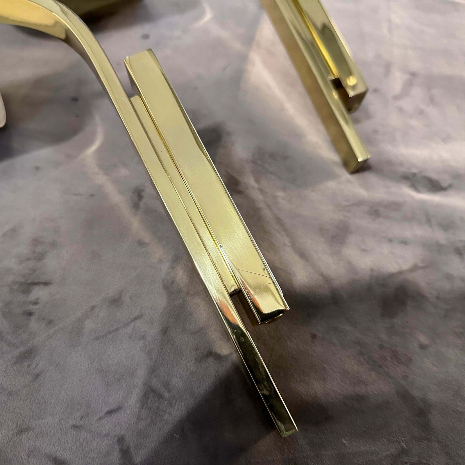 Two 1980s Elegant Mid Century Modern Brass Italian Wall Sconces By Lumi Milano photo vintage