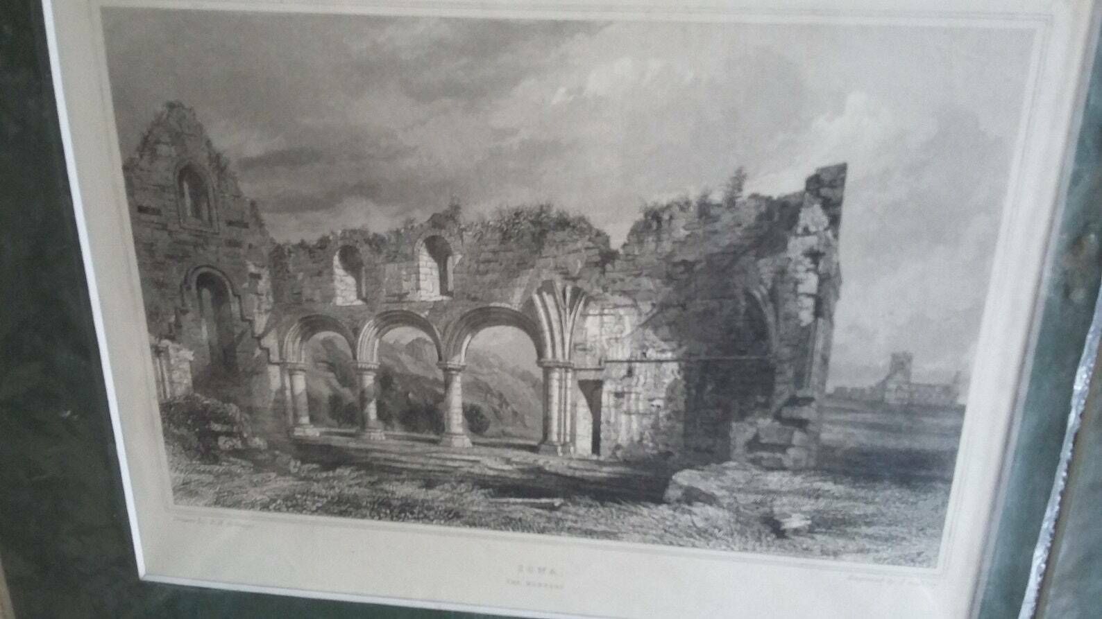 Large Genuine Vintage Mounted Engraved Prints Architecture Castle Chapel Church Cathedral Places Of Interest Scotland photo furniture