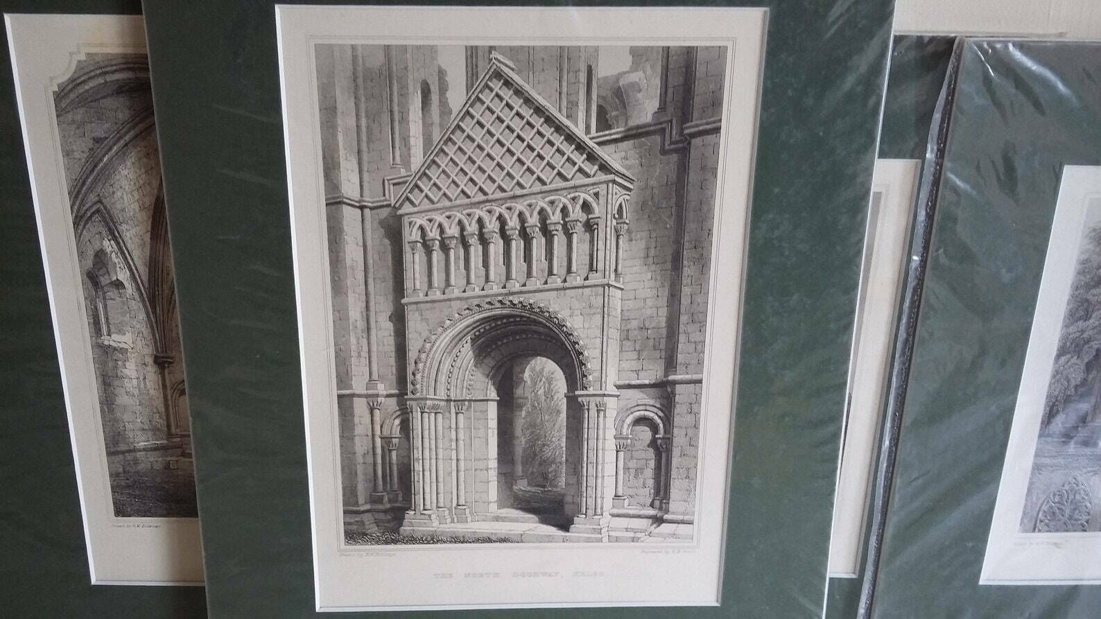 Large Genuine Vintage Mounted Engraved Prints Architecture Castle Chapel Church Cathedral Places Of Interest Scotland photo vintage