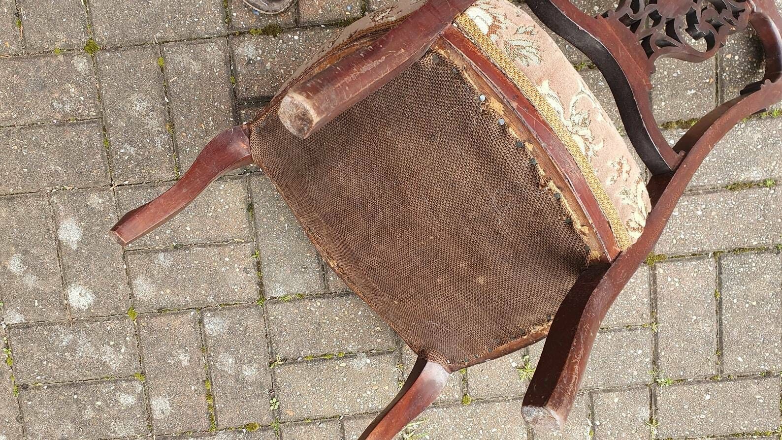 photo for sale Top Quality Elegant Vintage Upholstered Chair Low Nursing Deep Sprung Bedroom Cabriole Legs