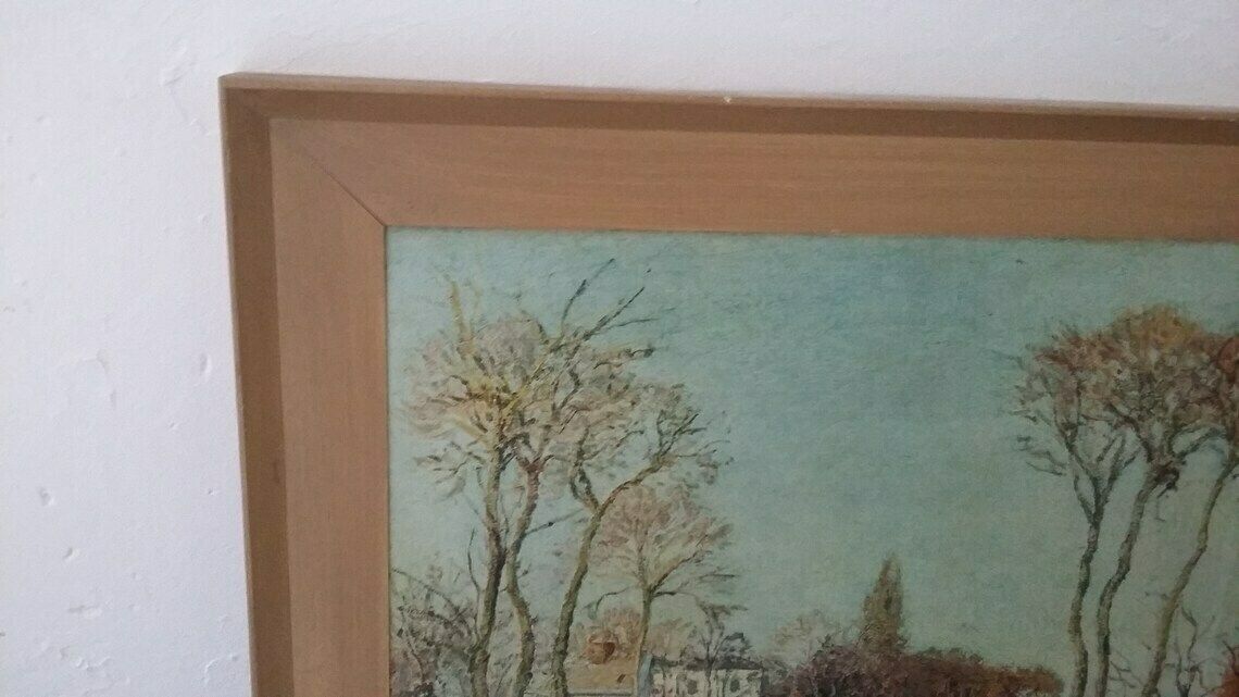 Very Large Vintage Pissaro 1960’s Print ‘The Edge Of The Village’ Impressionism photo furniture