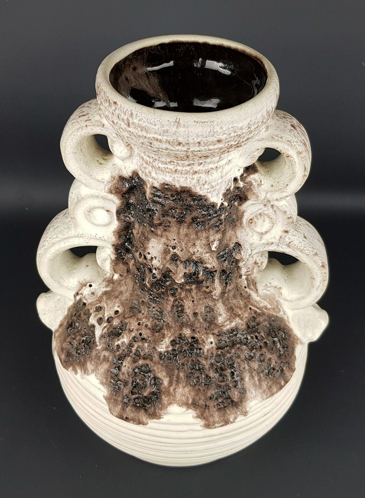 Vintage Dumler Und Breiden Keramik Fat Lava Vase, West German Pottery 1950s 1960s photo for sale