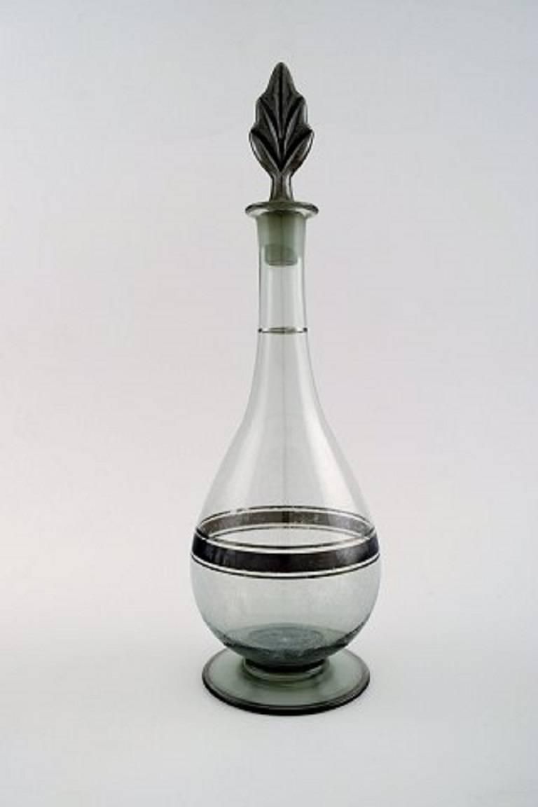 Simon Gate For Orrefors, Art Deco Art Glass 9 Piece Liqueur Set With Decanter photo for sale