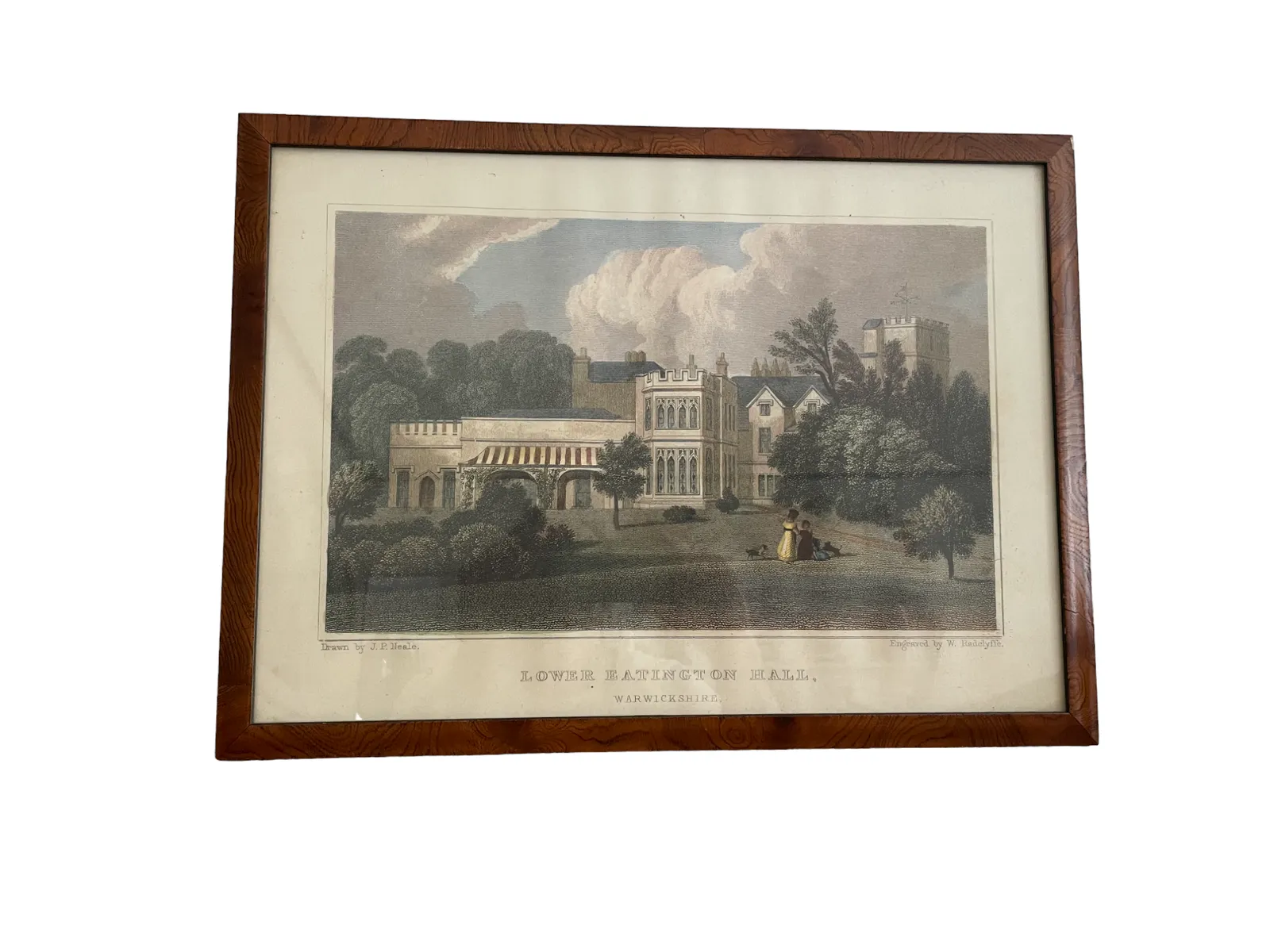 19th Century Handcoloured Engraving Of Lower Eatington Hall Warickshire
