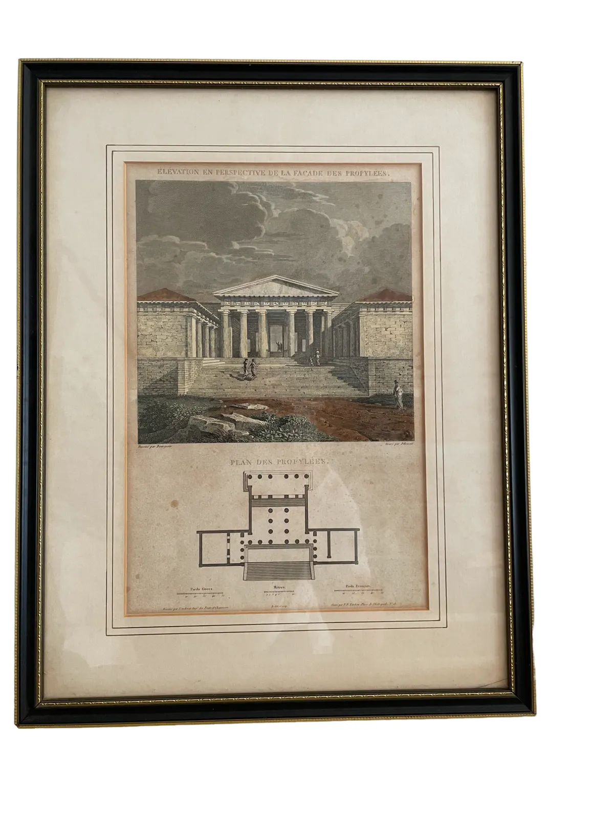 19th Century Handcoloured Engraving Of Lower Eatington Hall Warickshire photo furniture