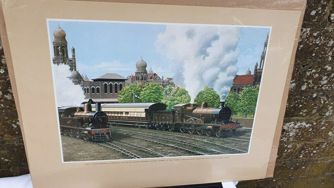 6 Large Vintage Team Railway Engine Prints And 3 Smaller Framed Jack Hill Chris photo for sale