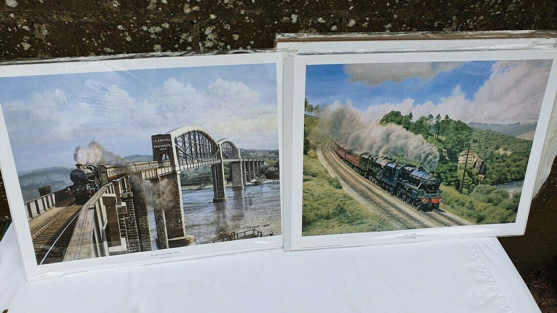photo furniture 6 Large Vintage Team Railway Engine Prints And 3 Smaller Framed Jack Hill Chris