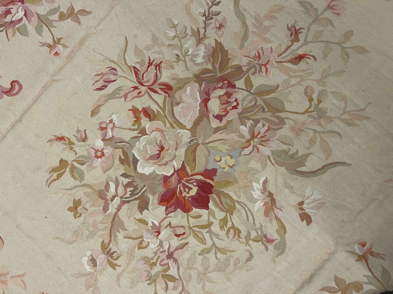 Handmade Carpet Blush Pink Blue Aubusson Rug, Extra Large Wool Tapestry Rug photo Textiles