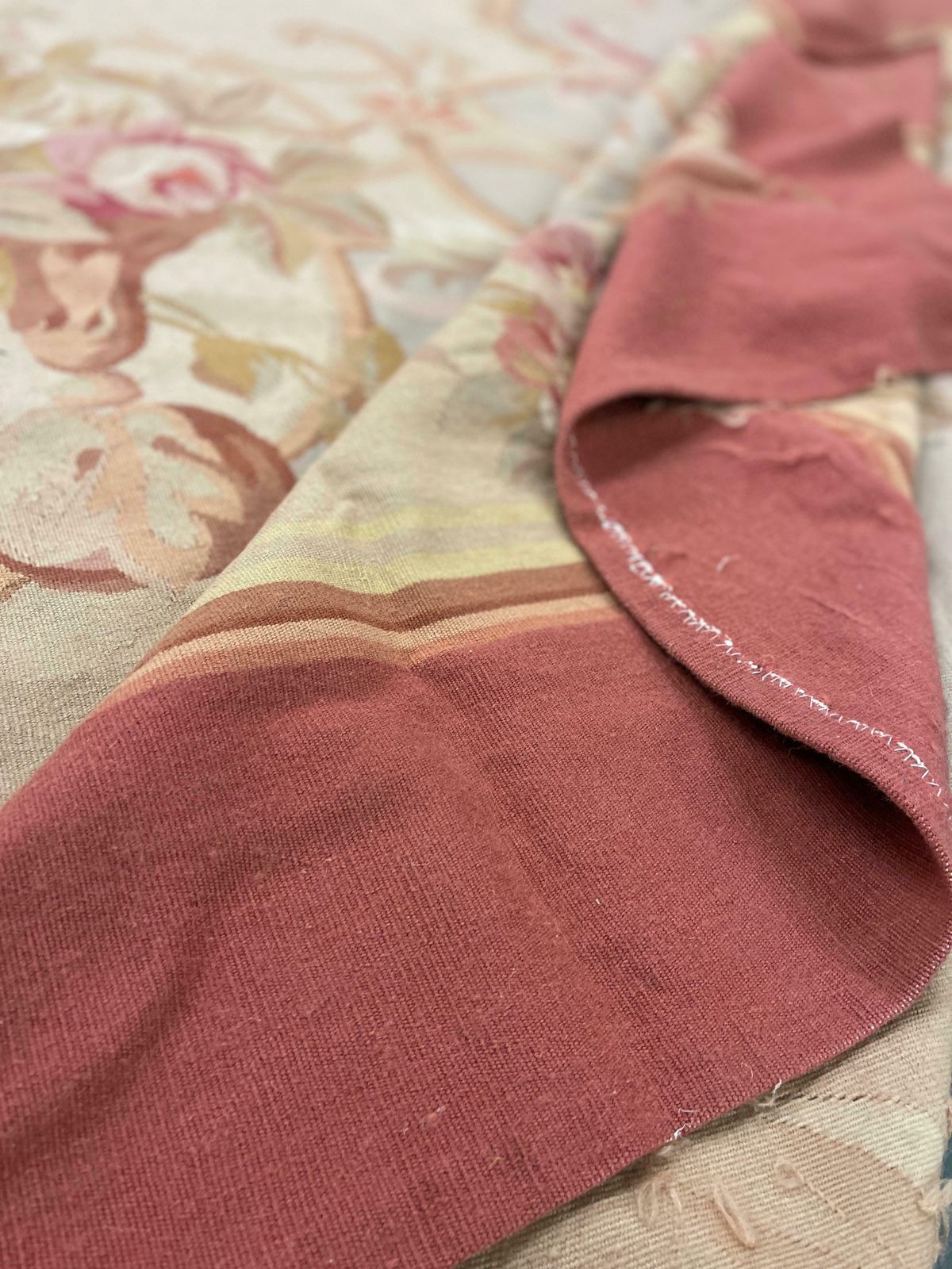 Handmade Carpet Blush Pink Blue Aubusson Rug, Extra Large Wool Tapestry Rug photo buy