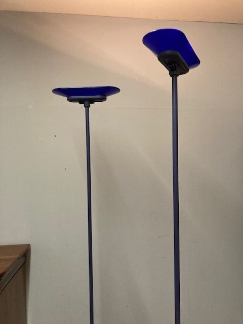 Pair Of Blue Murano Glass Lamps From The 1980s Arteluce Jill Height 195 Cm Modern Design photo vinterior