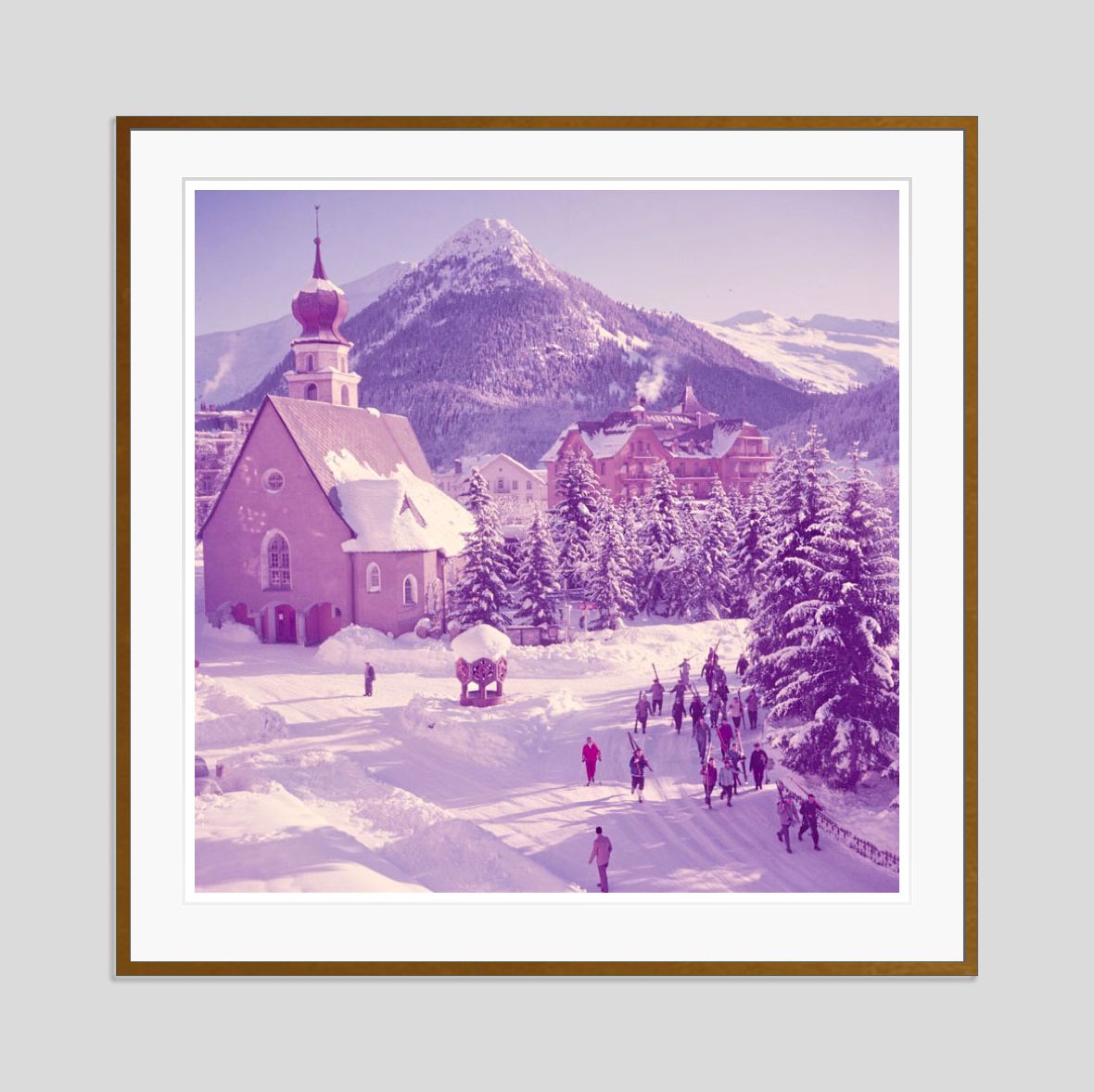A Church In The Snow By Toni Frissell Oversize Archival Pigment Print Framed In Brown