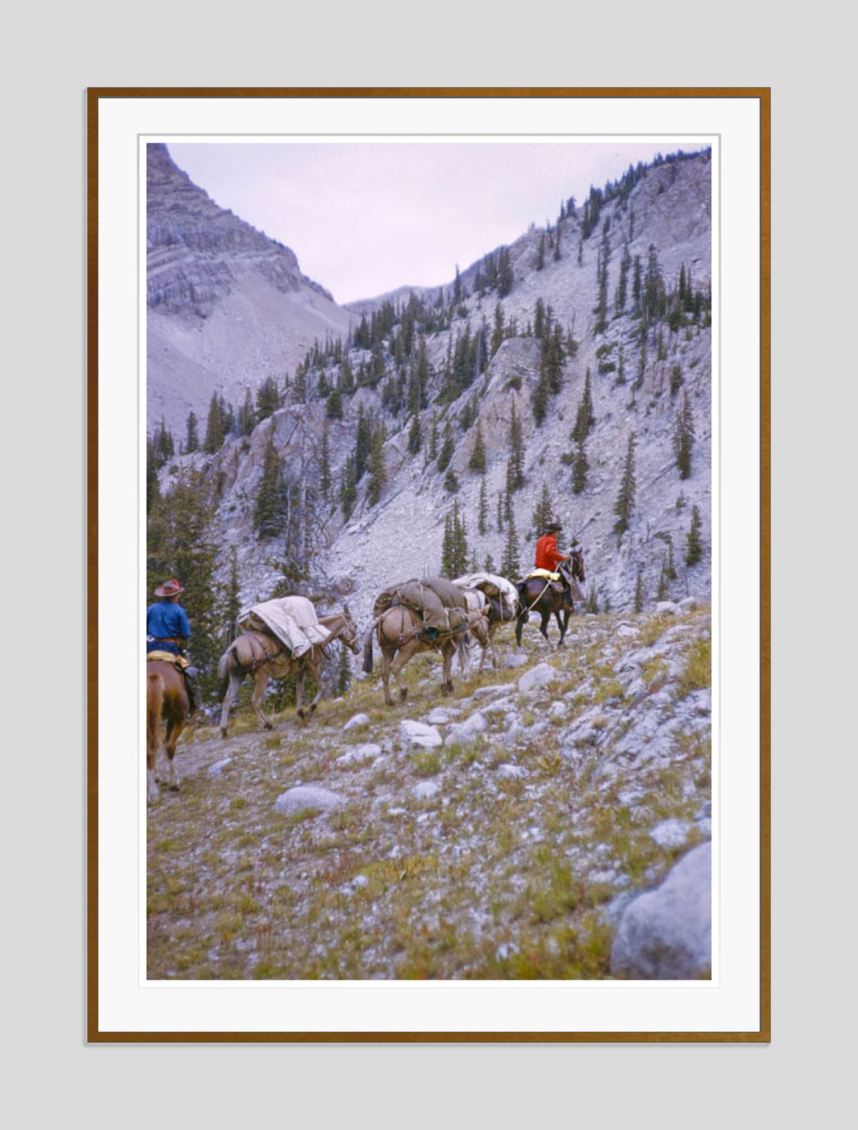 A Pack Trip In Wyoming By Toni Frissell Oversize Archival Pigment Print Framed In Brown