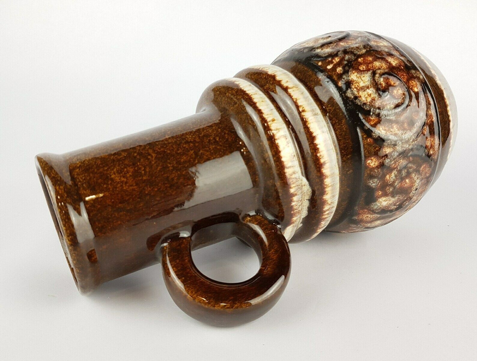 Vintage Scheurich Keramik Brown Fat Lava Handled Vienna Vase 428 26 West German Pottery 1970s photo 76.0