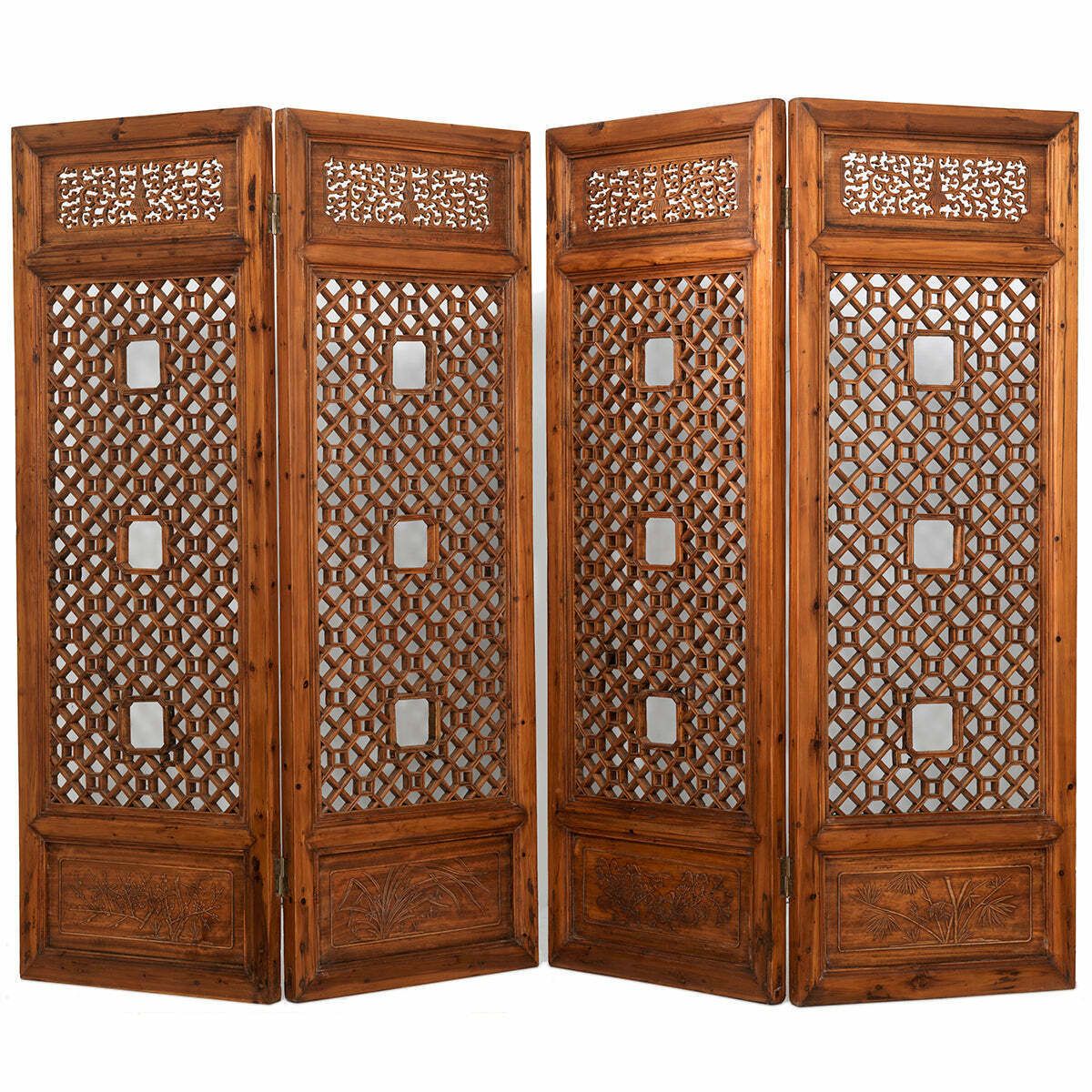 Four Seasons Antique Carved Screen