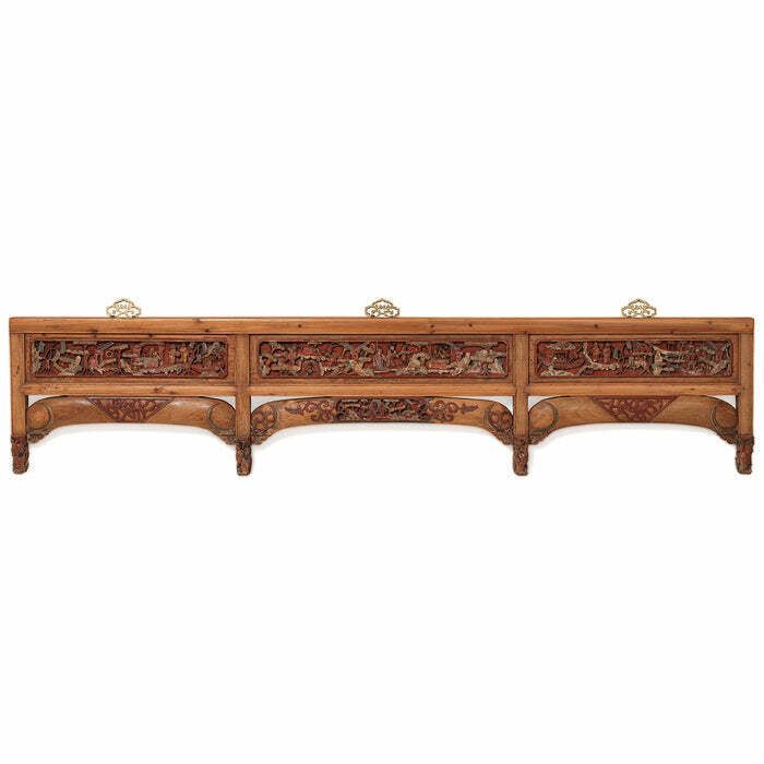 Carved Decorative Bed Fascia In Red And Gold