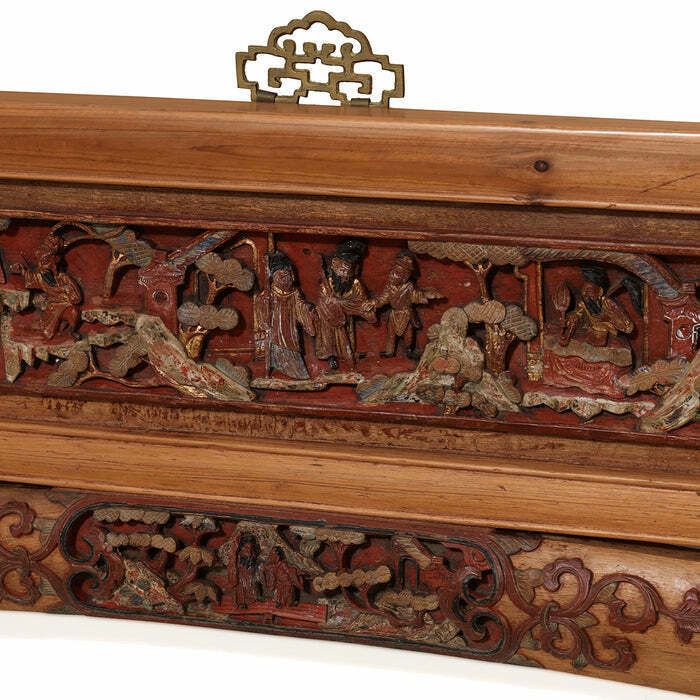 Carved Decorative Bed Fascia In Red And Gold photo 1445.0