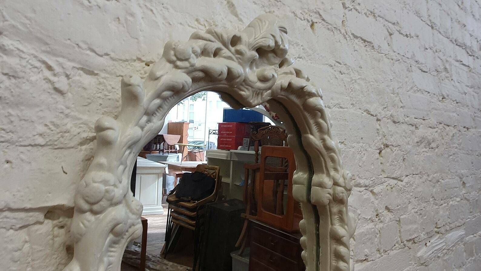 Superb Large Chunky Ornate 60's Plaster Mirror Painted In Farrow And Ball Mirror photo for sale