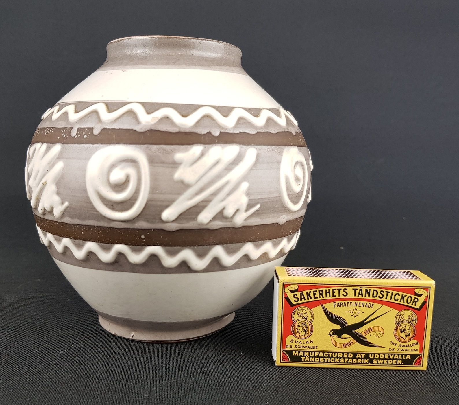 Vintage Gray Carstens Keramik Ball Vase 652/13 West German Pottery 1960s photo for sale