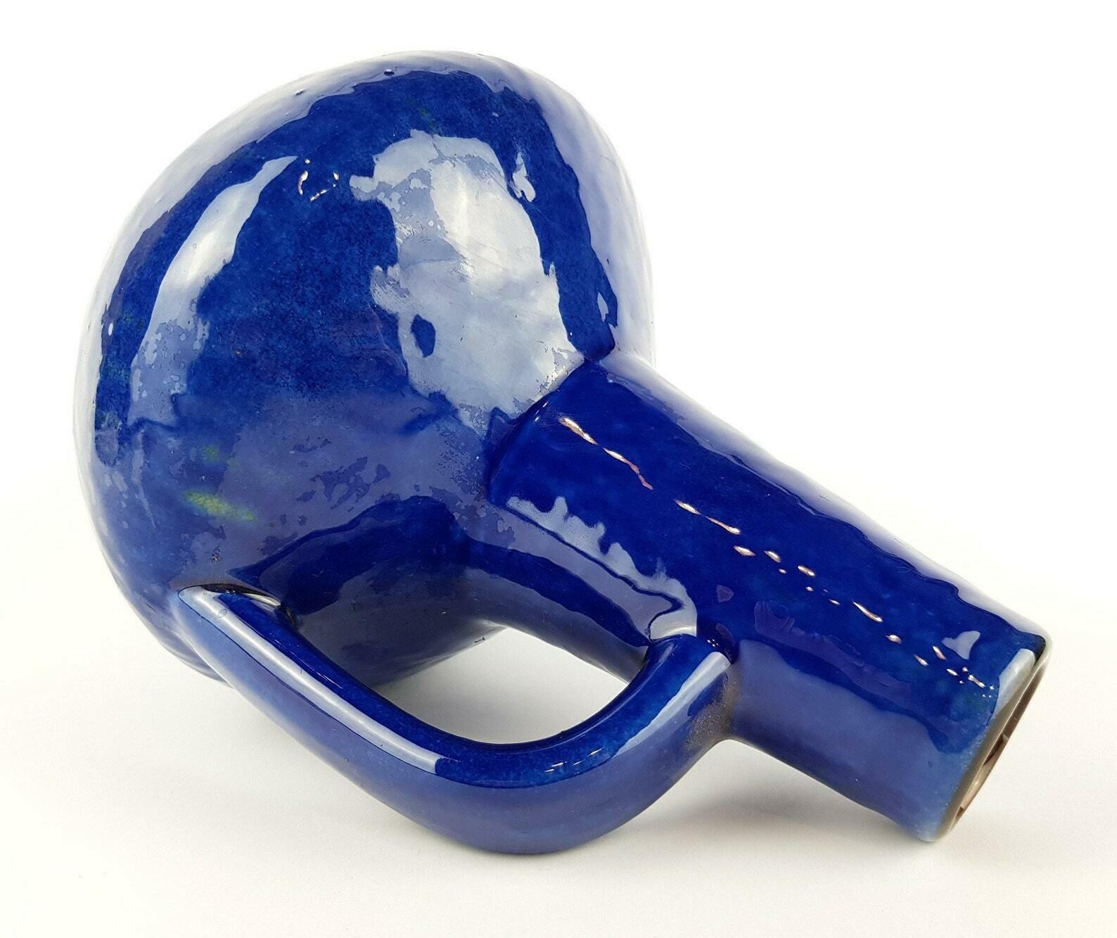 Vintage Blue Carstens Keramik Fat Lava Vase By Gerda Heuckeroth West German Pottery 1960s photo for sale