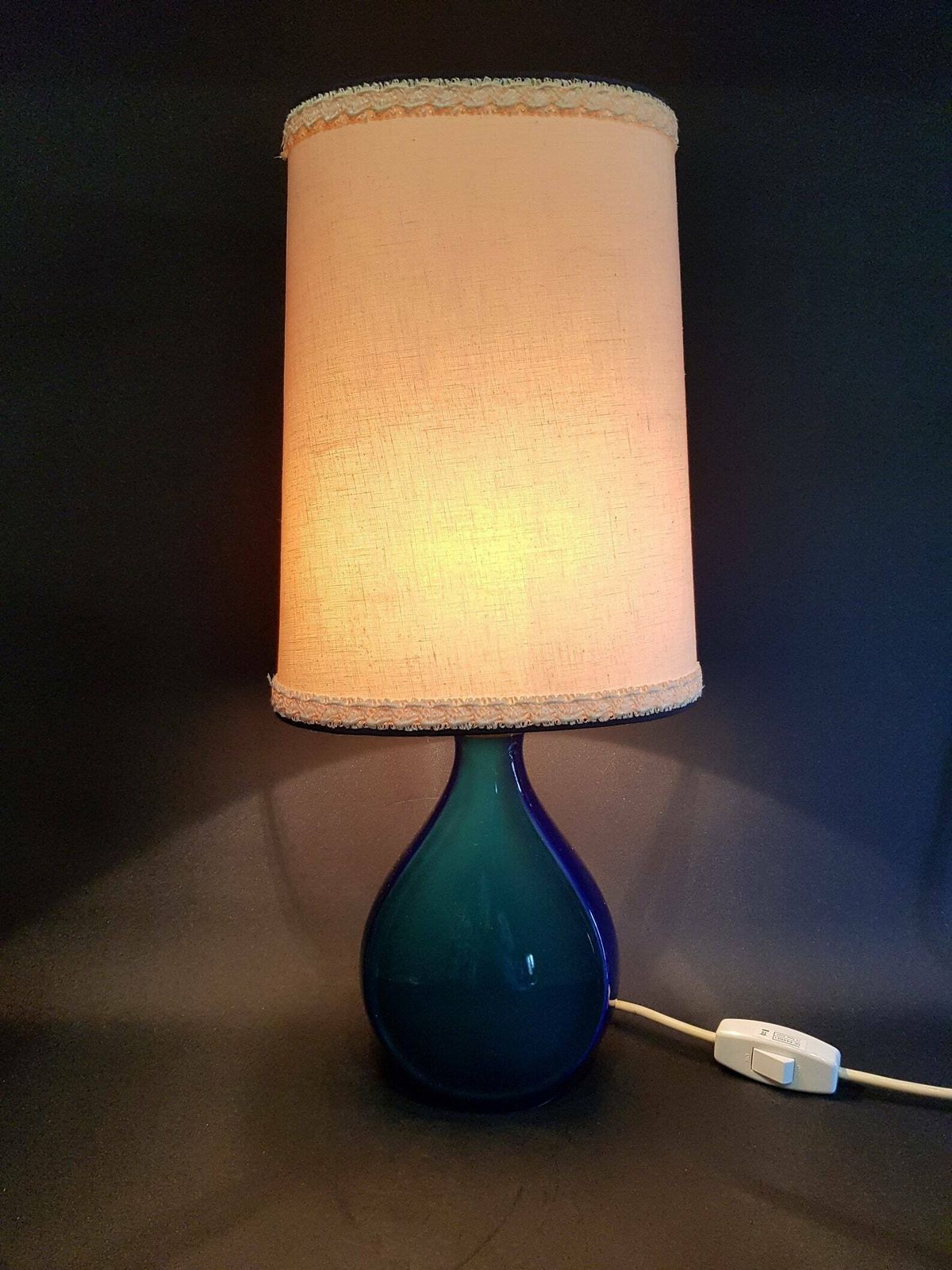 Vintage Blue And Green Alboth + Kaiser Porzellan Porcelain Table Lamp West German Pottery photo for sale