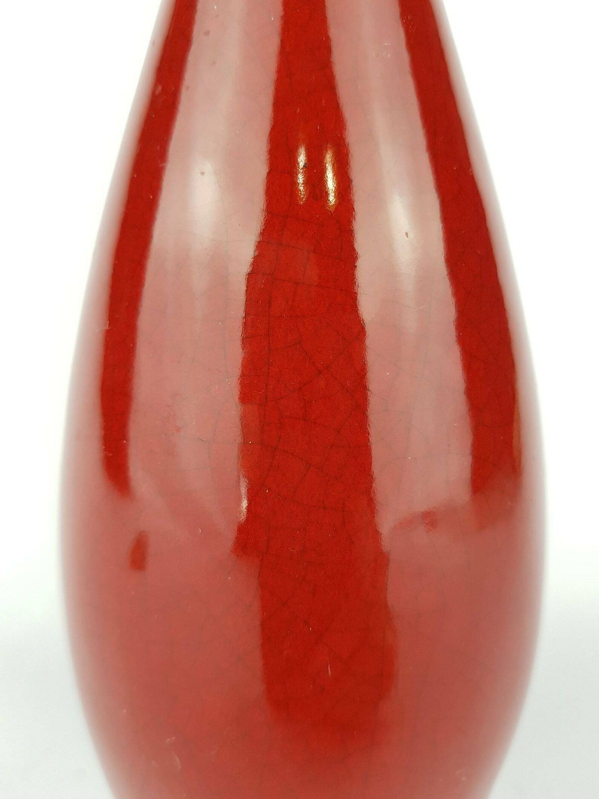 Vintage Maria Laach Keramik Red Craquelé Fat Lava Vase West German Pottery 1960 70s photo for sale
