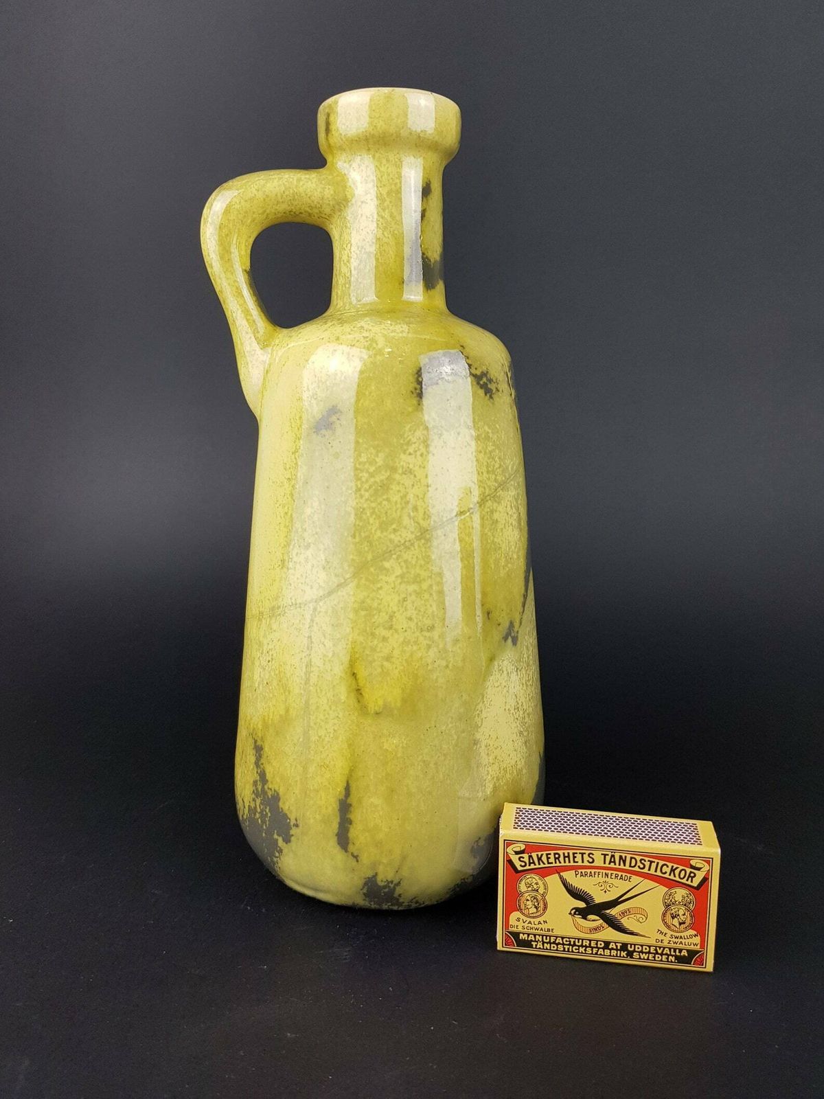 Vintage Otto Keramik Yellow And Gray Vase West German Pottery 1970s photo furniture
