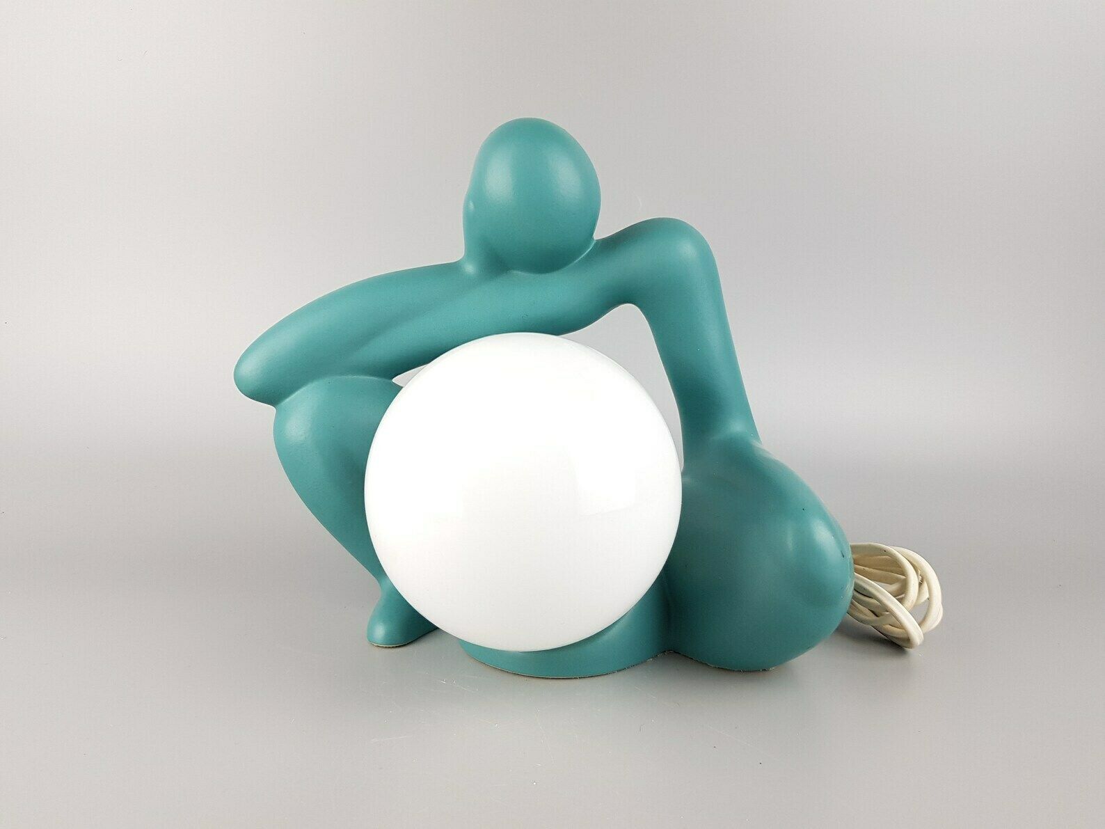 Vintage Lichtamik Germany Green Minimalist Table Lamp Sitting Figurine Germany 1980 90s
