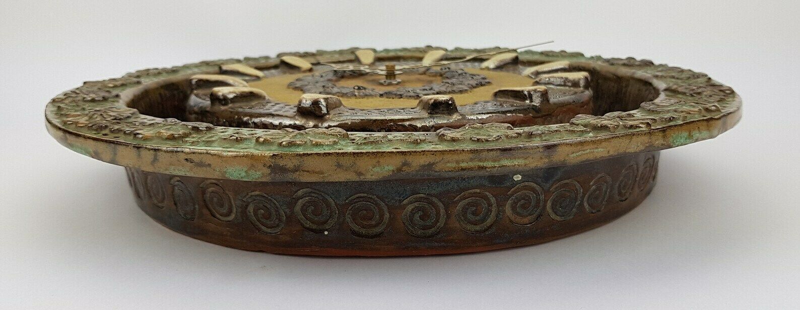 1980s Vintage Green Studio Art Pottery Ceramic Clock West German Pottery photo 107.0