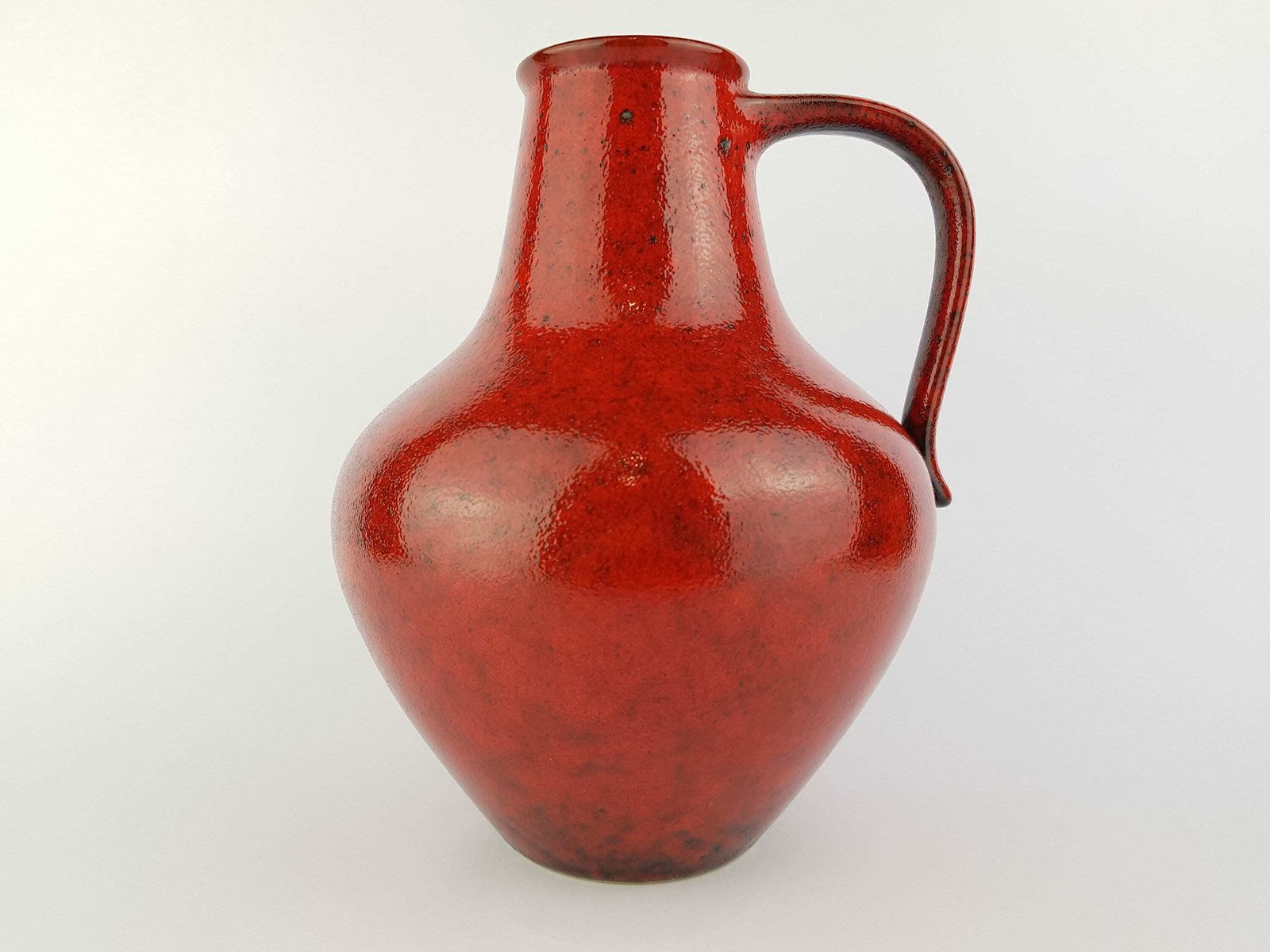 Vintage Dumler Und Breiden Keramik Glossy Red 313 25 Fat Lava Vase 1970s