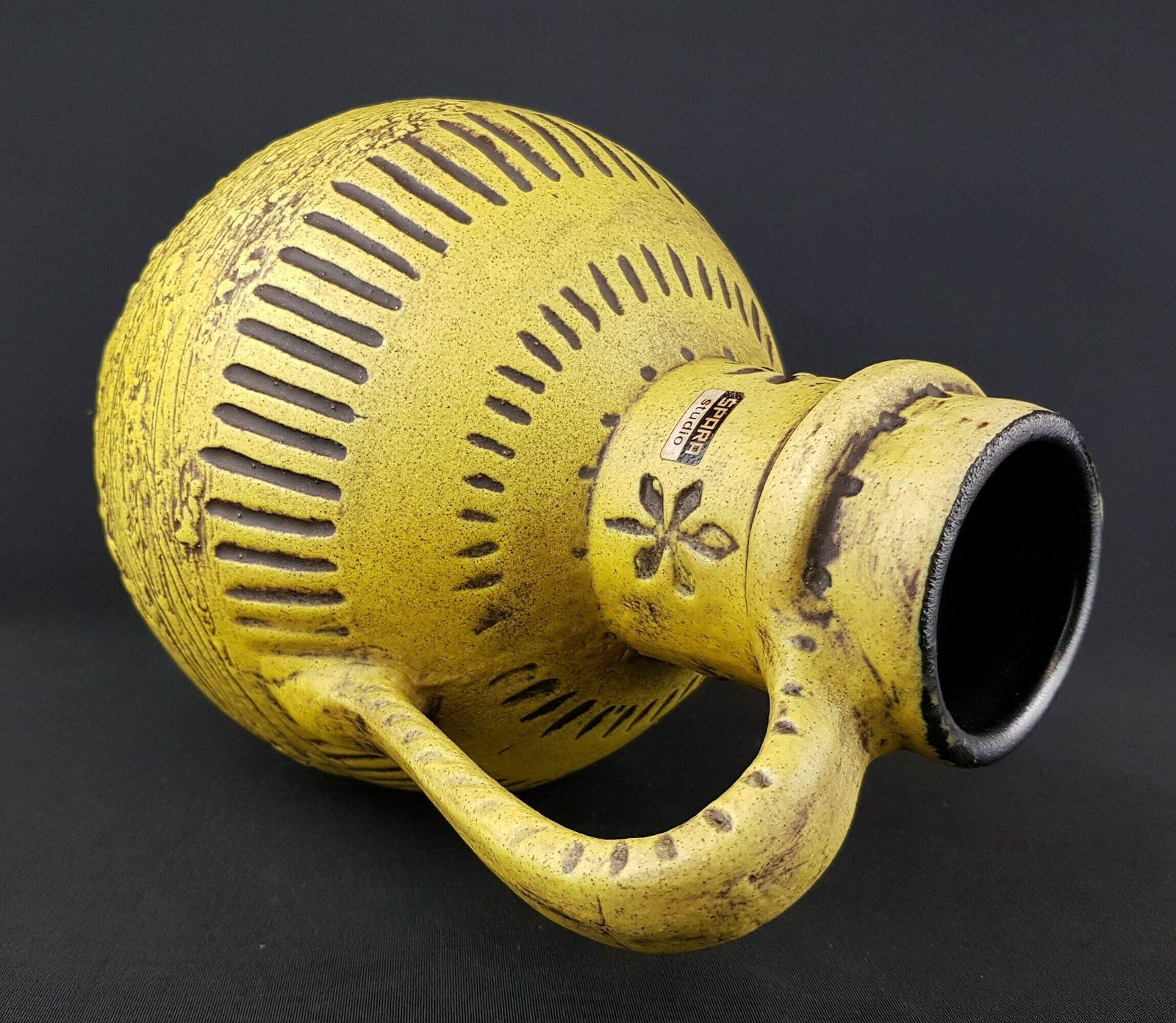 Vintage Yellow Spara Keramik Fat Lava Vase 572 28 West German Pottery photo Home Decor