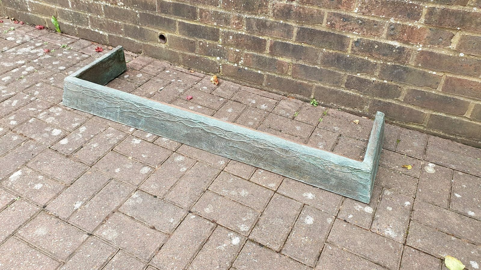 Large Vintage Copper Fireplace Fender Fire Curb Oxidised photo for sale