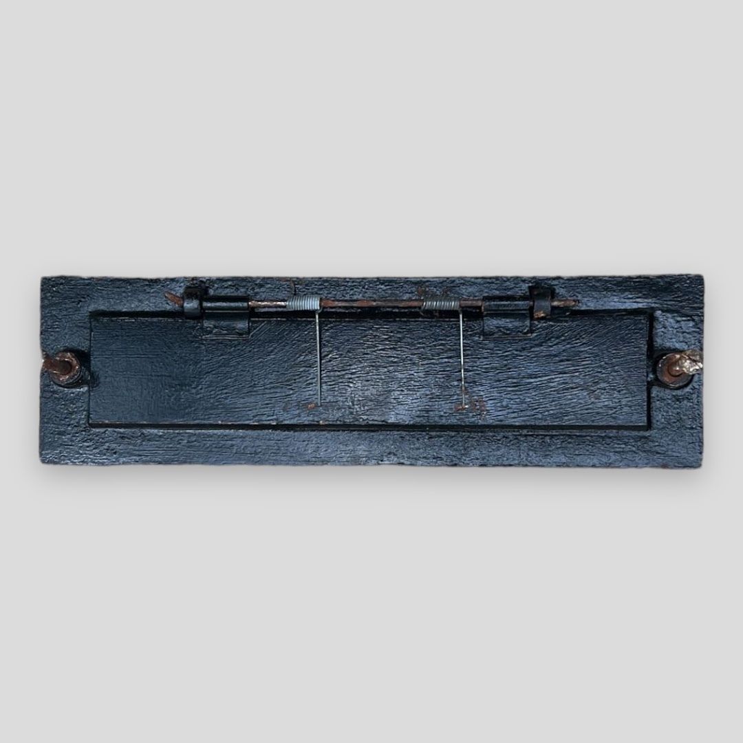 Antique Cast Iron Door Knocker, Letterbox And Striker photo for sale