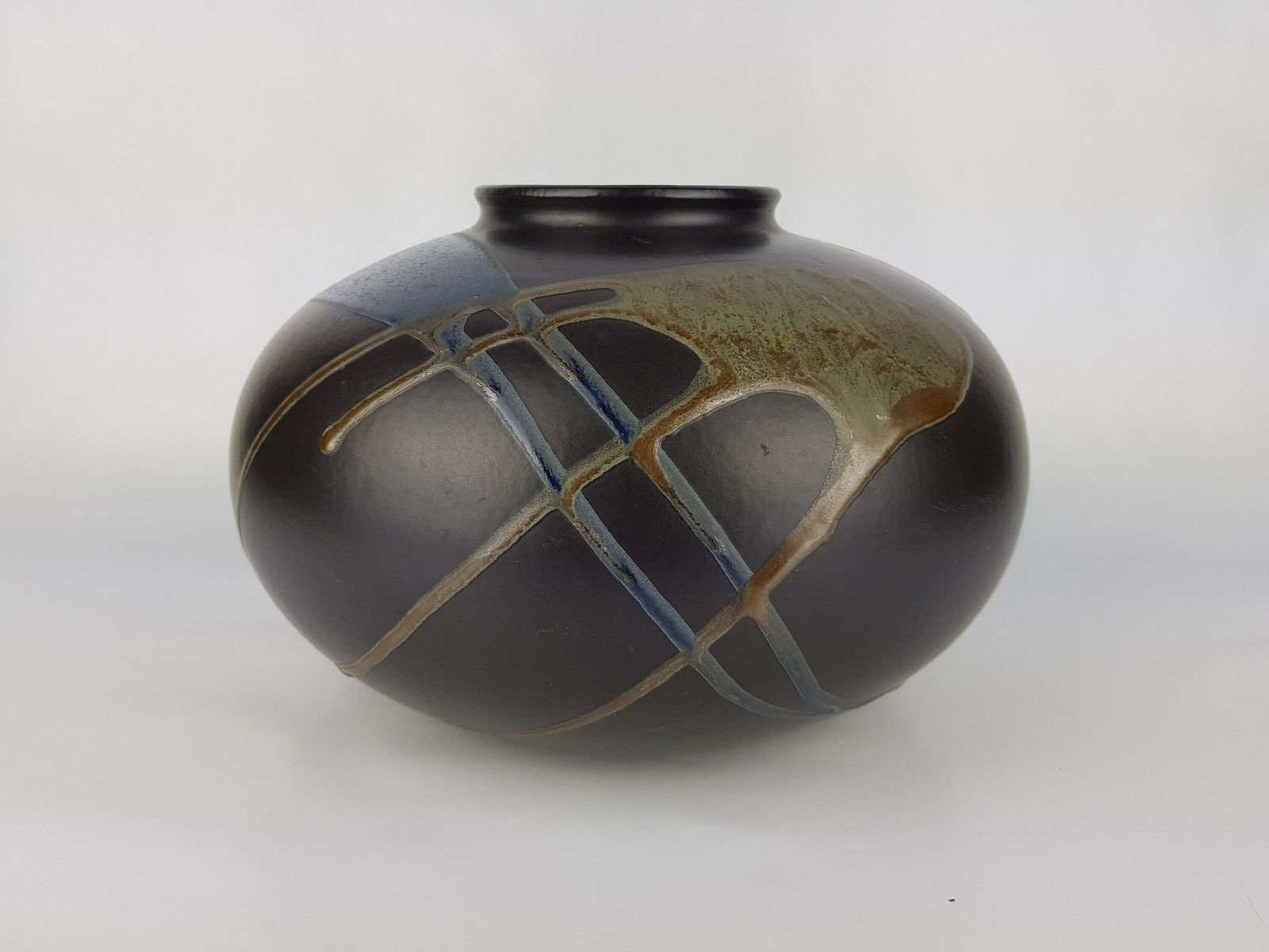Vintage Bay Keramik Fat Lava Xl Disk Vase West German Pottery 690 17 photo vinterior