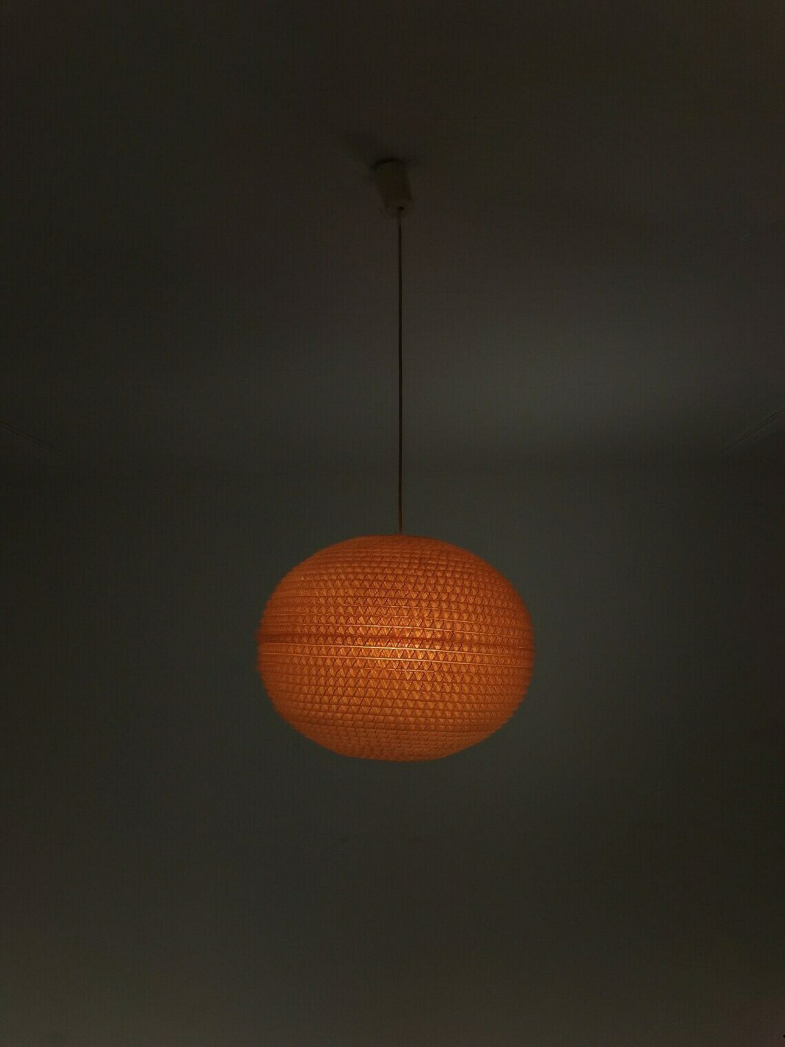 Mid Century, Large Temde Hanging Lamp From The 1960s   With Synthetic Fiber Shade photo vinterior