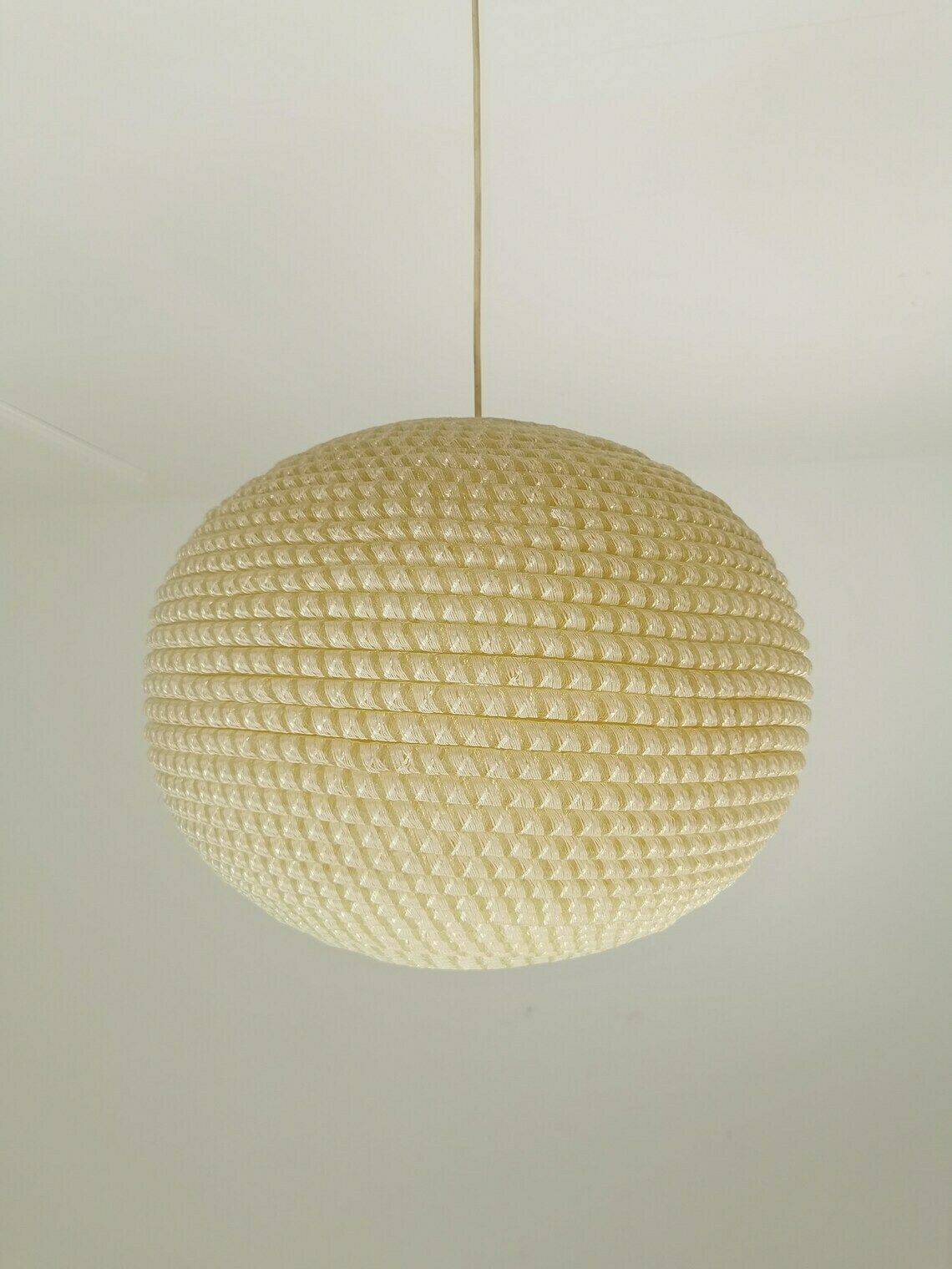 photo furniture Mid Century, Large Temde Hanging Lamp From The 1960s   With Synthetic Fiber Shade