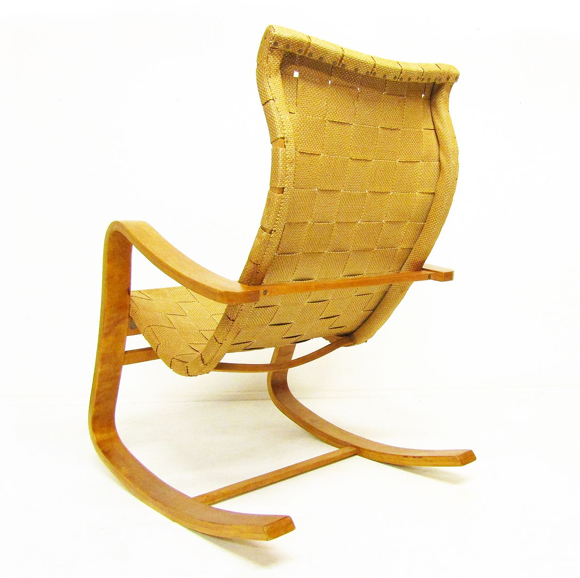 Furniture 1940s Swedish Modernist Bent Ply Rocking Chair In Birch By Gustaf Axel Berg photo