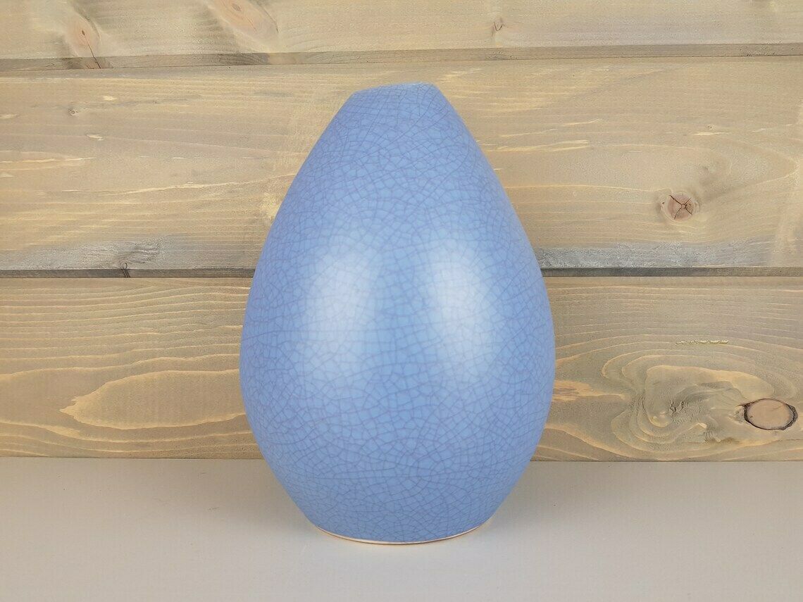 Vintage Ernst Loesche Blue Studio Art Pottery Vase Fat Lava Era West German Pottery 1950s