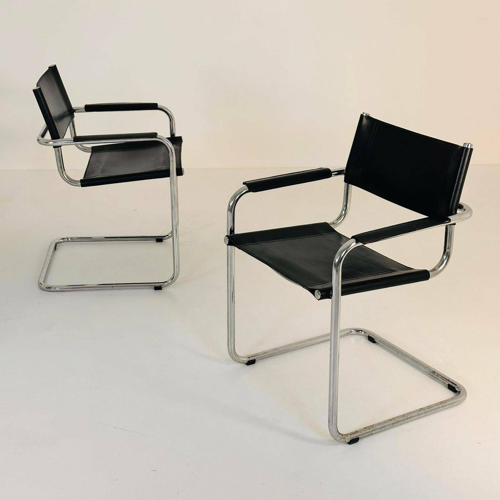 Set Of 4 Model Mg5 Centro Studi Desk Chair By Mart Stam & Marcel Breuer For Matteo Grassi, 1970s photo furniture